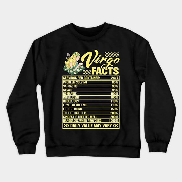 Birthday Virgo Facts Crewneck Sweatshirt by folidelarts